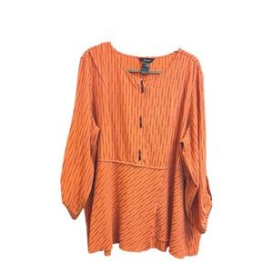 Ali Miles Asymetrical Tunic Top w roll tab sleeves sz 2X Excellent ! Lagenlook